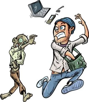 Zombie chasing a survivor Stock Illustration