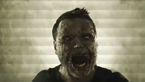 Zombie. Close-up. Surveillance camera. Interferences. Stock Footage 231592167