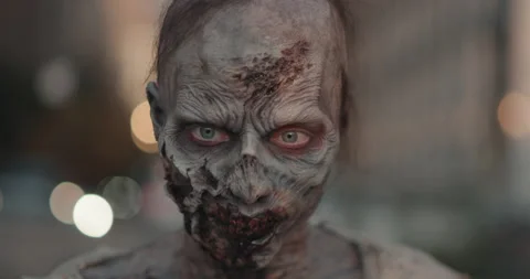 Zombie Closeup, Slow Motion Stock Footage 155768873