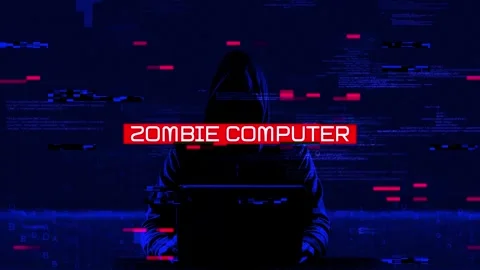 Zombie Computer on hacking background screen Stock Footage 317056430