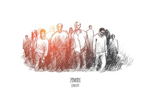 Zombie concept. Hand drawn isolated vector. Stock Illustration