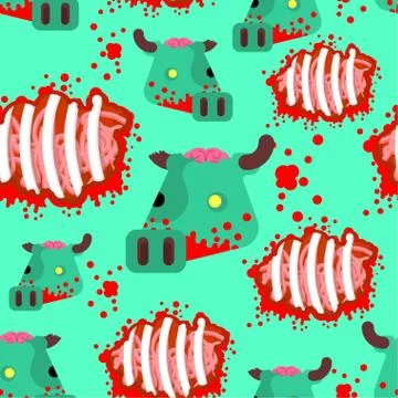 Zombie Cow pattern seamless. beef green monster background. vector texture Illustrazione stock