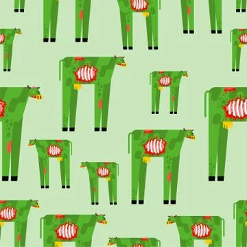 Zombie Cow pattern seamless. beef green monster background. vector texture Illustrazione stock