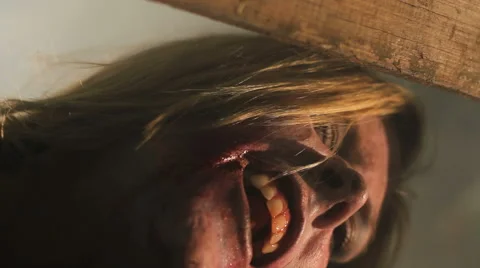 Zombie creature reaches for victims Stock Footage 46146640