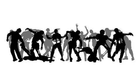 Zombie crowd 307 Stock Illustration