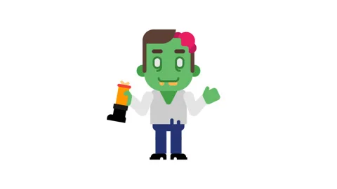 Zombie dancing and waves hand. Halloween character. Alpha channel. Stock Footage 95934747