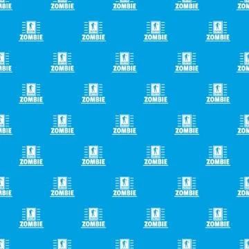 Zombie danger pattern vector seamless blue Illustrazione stock