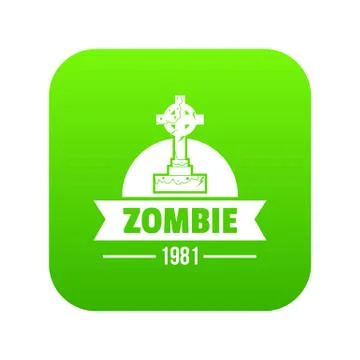 Zombie dark icon green vector Stock Illustration