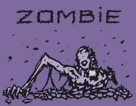 Zombie demon climbs out of hell. Vector illustration. Stock Illustration