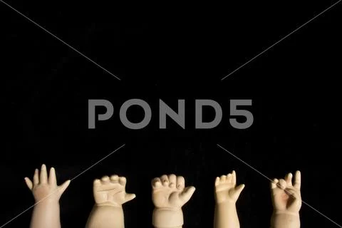 Zombie Doll Hands Frame Black Background Stock Photos
