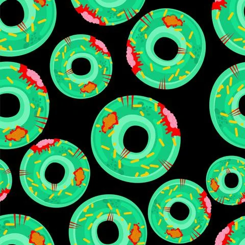 Zombie donut pattern seamless. Sweetness of dead background. Green monster fo Illustrazione stock