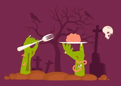 Zombie eats its brain Stock Illustration