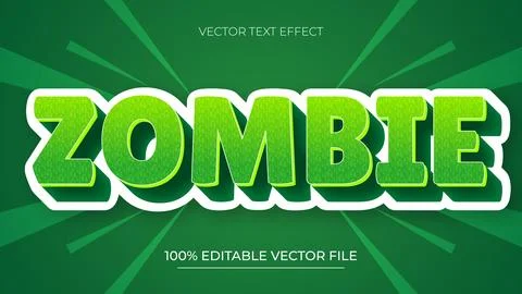 Zombie editable text effect in 3d style with green color Stock Illustration