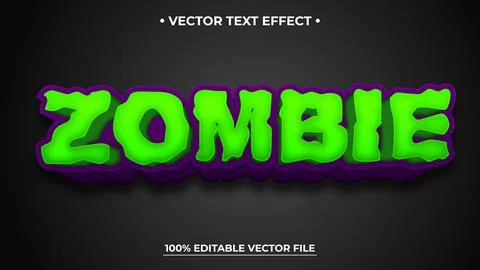 Zombie editable text effect, customizable horror and Halloween 3D font style Stock Illustration