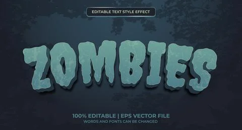 Zombie editable text effect. Editable zombie text effect vector modern style Stock Illustration