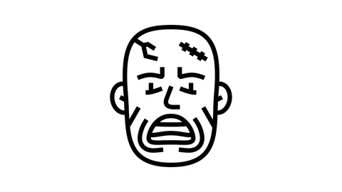 Zombie evil line icon animation Stock Footage 326137979