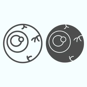 Zombie eye line and solid icon. Celebration party joke, horror eyeball with Stock Illustration