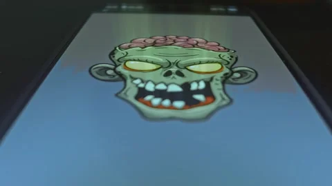 Zombie face with brains out presentation Stock Footage 303912433