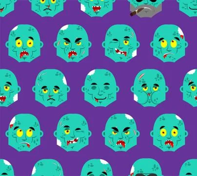Zombie face pattern seamless. Zombies head background. Undead texture Stock Illustration