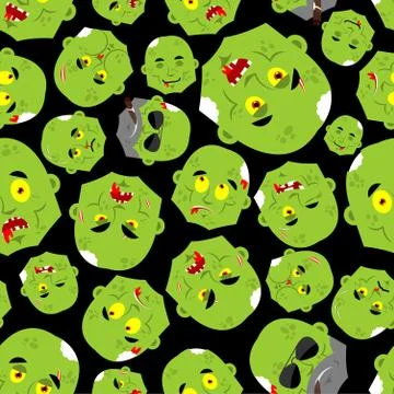 Zombie face pattern seamless. Zombies head background. Undead texture Stock Illustration
