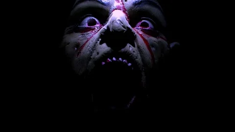 Zombie Face Screaming with Rapid Flashing Light Horror Effect Stock-Footage 341877454