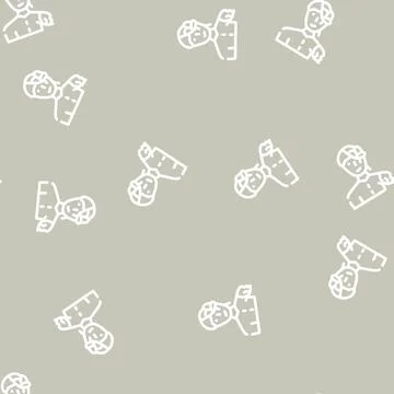 Zombie fantasy character line vector seamless pattern Stock Illustration