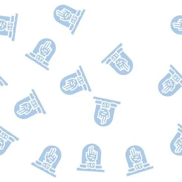Zombie fear glyph vector seamless pattern Stock Illustration