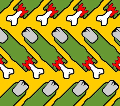 Zombie finger pattern seamless. Green finger and bone background. Illustrazione stock
