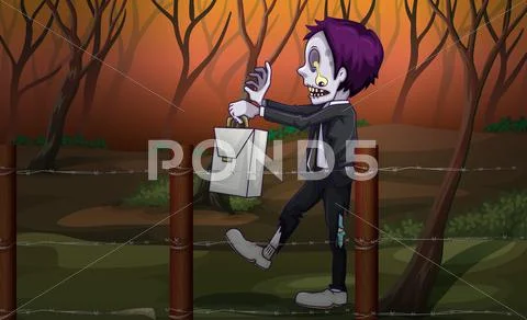 A zombie at the forest Stock Illustration