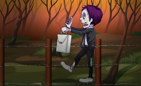 A zombie at the forest Stock Illustration
