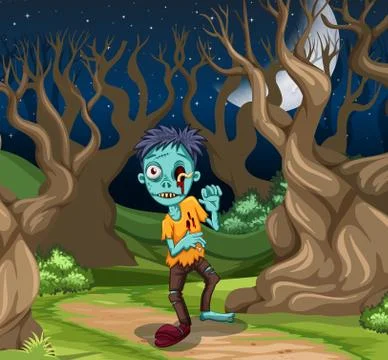 A zombie in the forest Stock Illustration