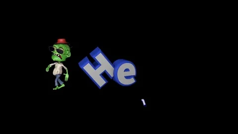 Zombie funny cartoon animation with bouncing word "Hello" 스톡 동영상 76821544