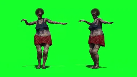 Zombie funny dance green screen realistic 4k animation. Stock Footage 313506041
