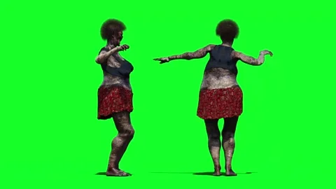 Zombie funny dance green screen realistic 4k animation. Stock Footage 313506059