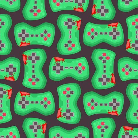 Zombie gamepad pattern seamless. Green monster joystick background. vector te Illustrazione stock
