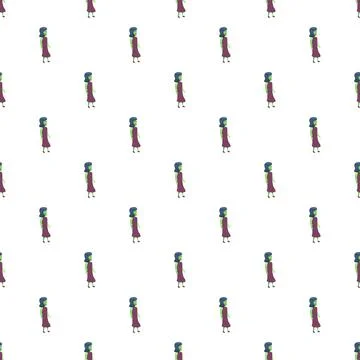 Zombie girl walking repeating pattern background for halloween Stock Illustration
