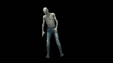 Zombie goes on a black background render 3D Video stock 67612430