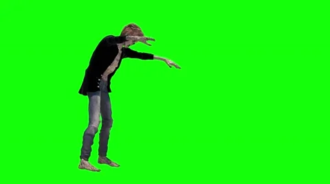 Zombie goes on a green background render 3D Video stock 67612455