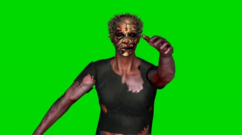 Zombie goes - green screen Stock Footage 34990508