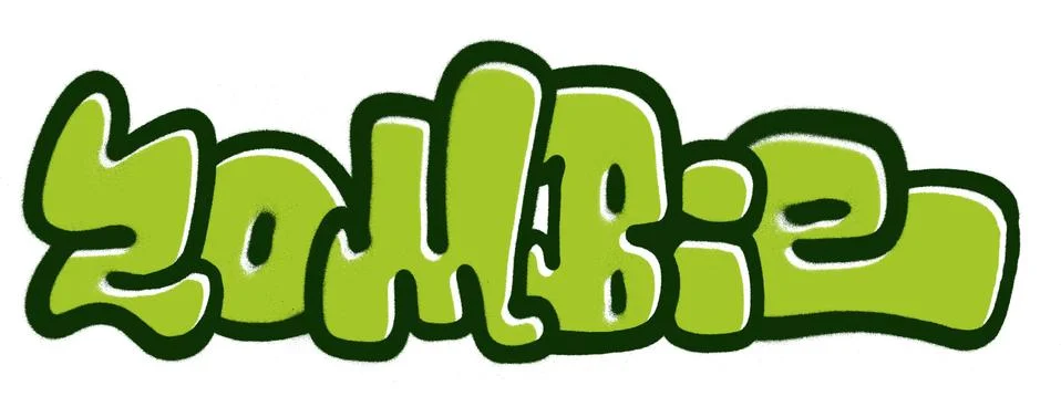 Zombie graffiti sprayed in green over white Stock Illustration