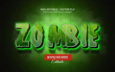Zombie green glowing text effect editable Stock Illustration
