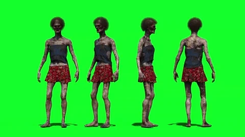 Zombie green screen realistic 4k animation. Stock Footage 313506126