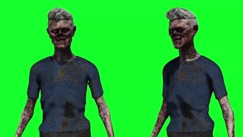 Zombie green screen realistic 4k animation. Stock Footage 313506182
