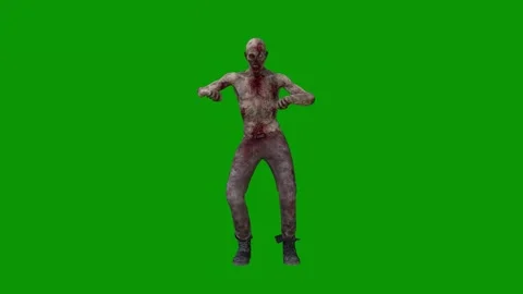 Zombie green screen walking man costume animated chromakey background Video stock 314067849