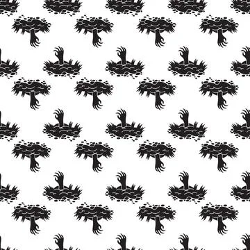 Zombie ground hand pattern seamless vector Stock Illustration