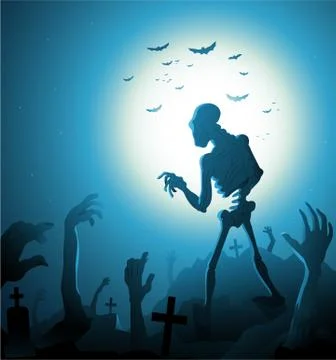 Zombie Halloween background with moon vector illustration Stock Illustration