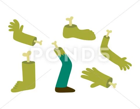 Zombie halloween cartoon foots and hands Stock Illustration