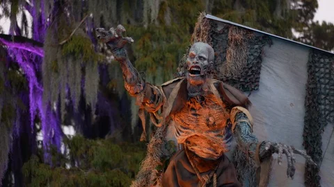 Zombie Halloween installation Stock Footage 98221644