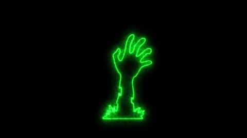 Zombie hand animated spooky horror reaching up from ground 4k black backgroun Stock Footage 346569509