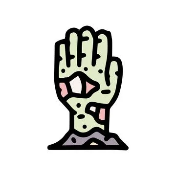Zombie hand color vector doodle simple icon Stock Illustration